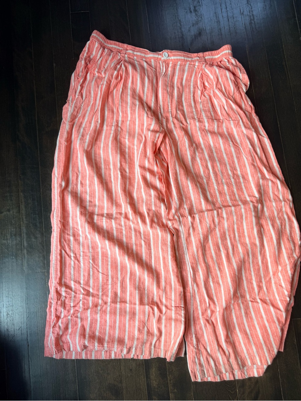 Womens Coral Stripe Pull-On Trousers
